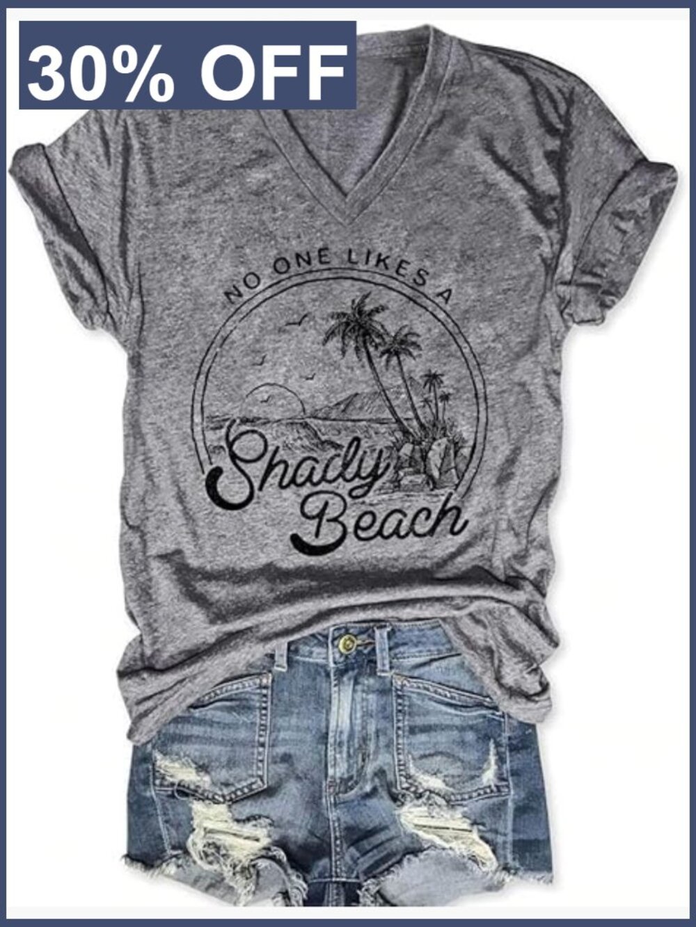 V Neck Short Sleeve Graphic T Shirt Loose Fit Summer Beach Top